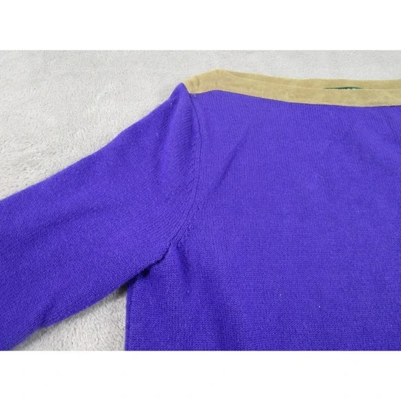 Lauren Ralph Lauren Sweater Womens Medium‎ Purple Wool Blend Preppy Boat Neck - Picture 3 of 7